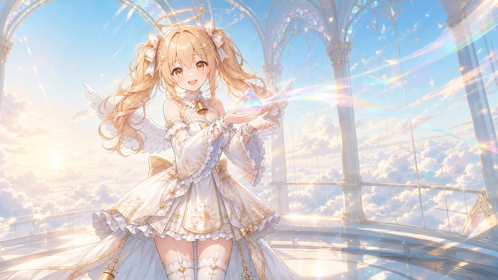 Raffi holding a prism above the summer clouds